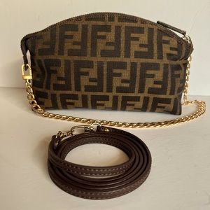 Auth: FENDI ZUCCA CROSSBODY/ SHOULDER MINI BAG